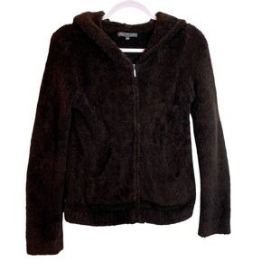 Barefoot Dreams CozyChic Brown Hooded Zip Up Jacket Hoodie Size Large